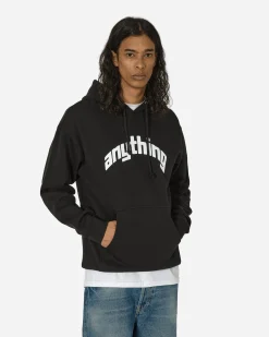 aNYthing Sweatshirts^Curved Logo Hoodie Black