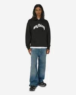 aNYthing Sweatshirts^Curved Logo Hoodie Black