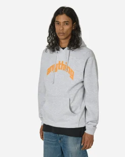 aNYthing Sweatshirts^Curved Logo Hoodie Heather Grey