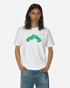 aNYthing T-Shirts^Curved Logo T-Shirt White / Green