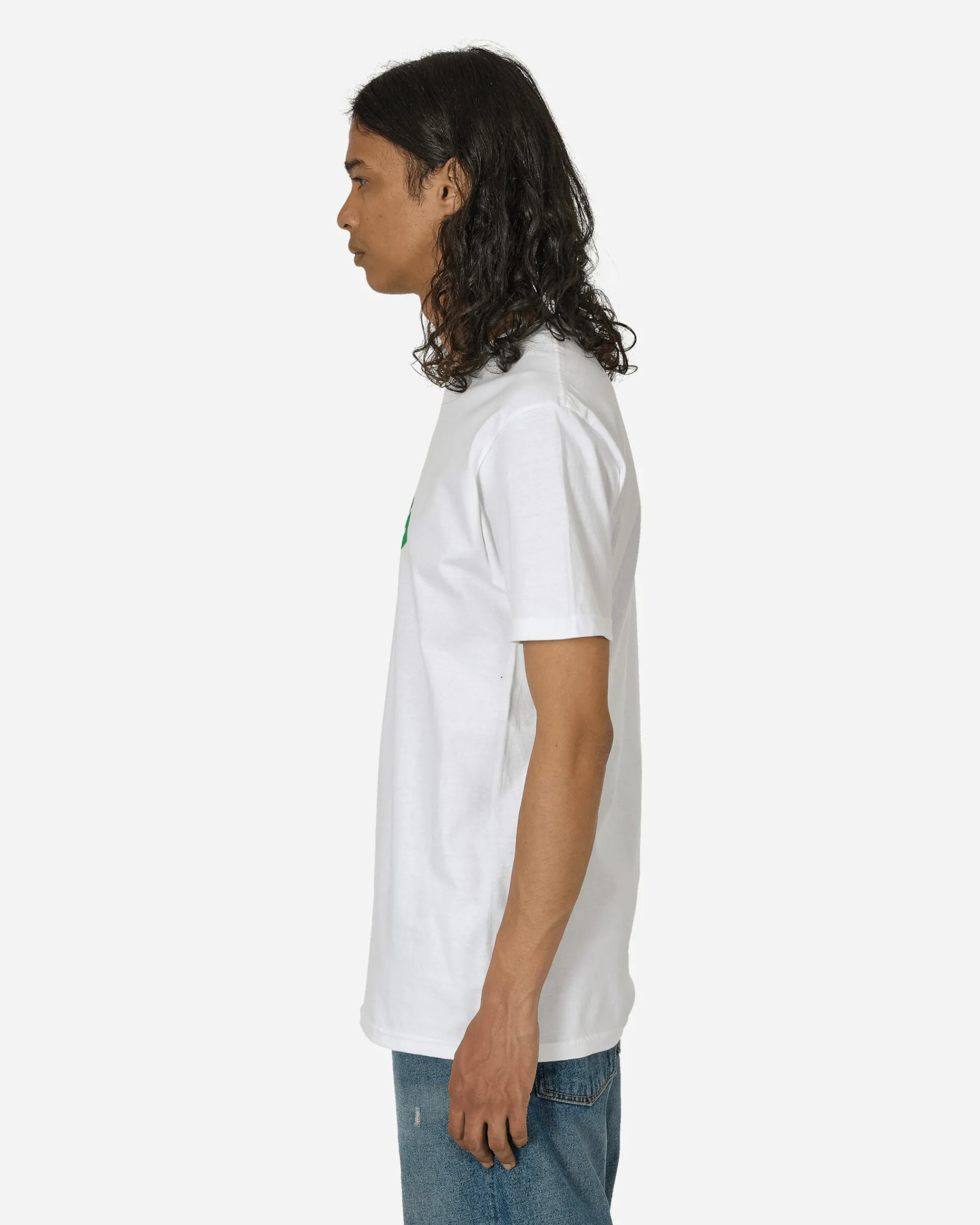 aNYthing T-Shirts^Curved Logo T-Shirt White / Green