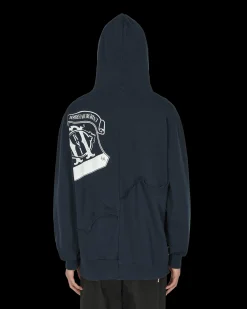 Undercoverism Sweatshirts^Cut-Up Hooded Sweatshirt Navy