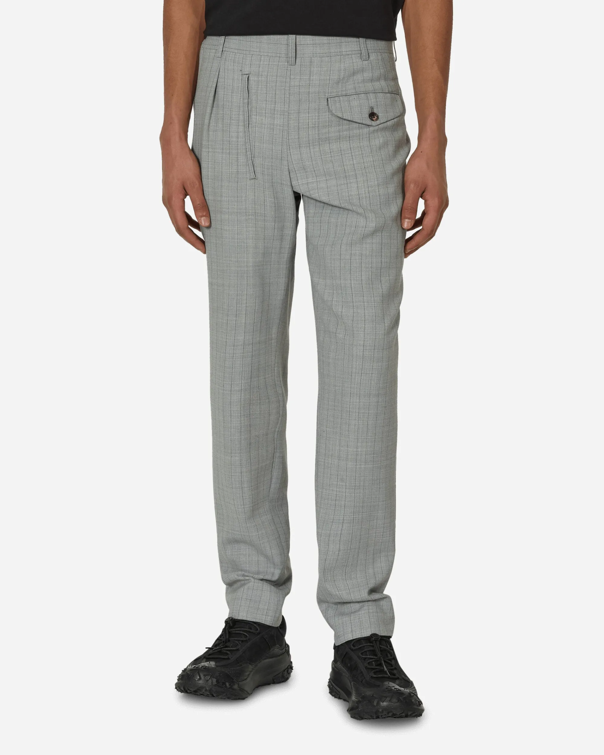 Comme Des Garçons Homme Plus Pants^Deconstructed Checked Wool Trousers Grey