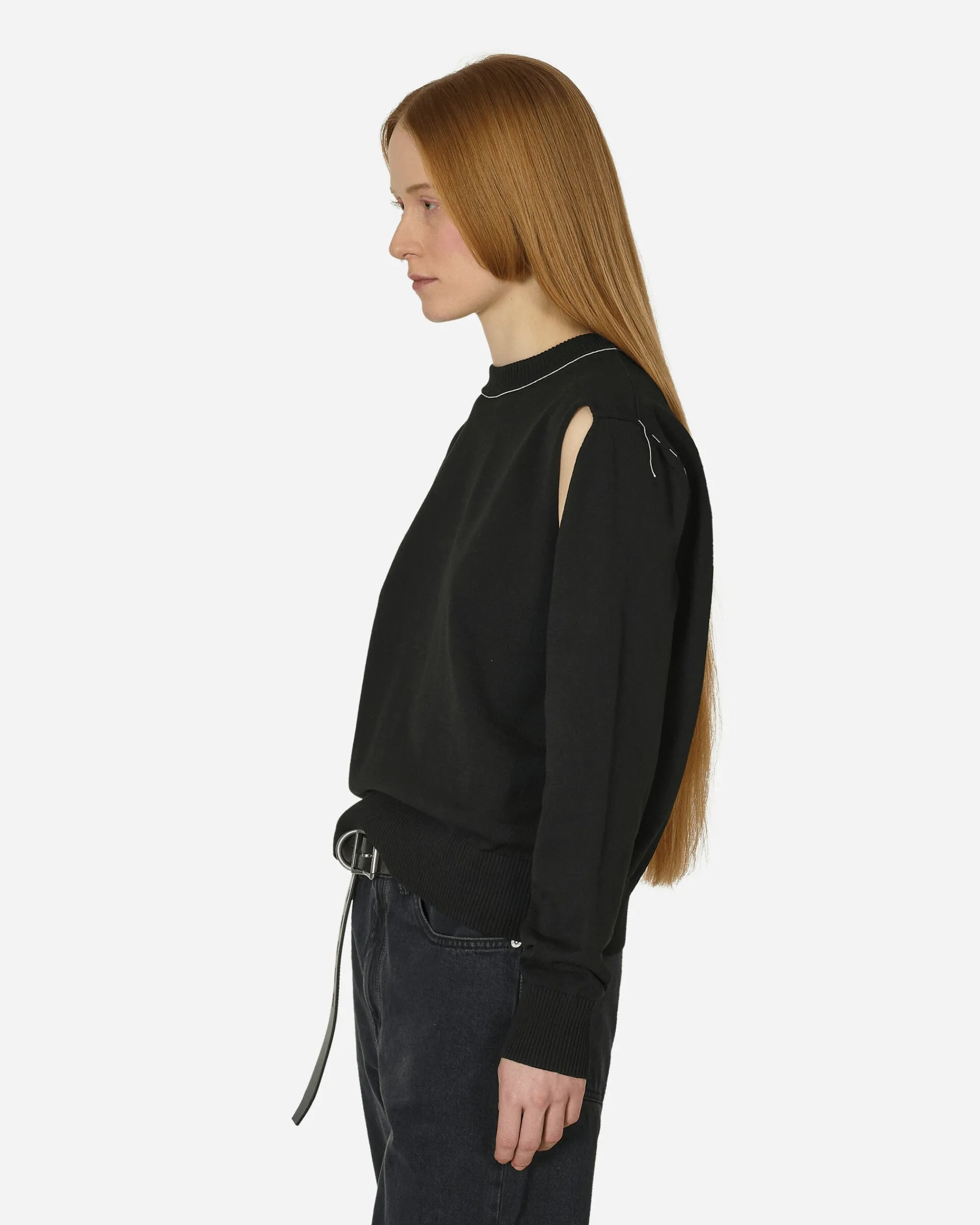 MM6 Maison Margiela Knitwears^Deconstructed Crewneck Sweater Black