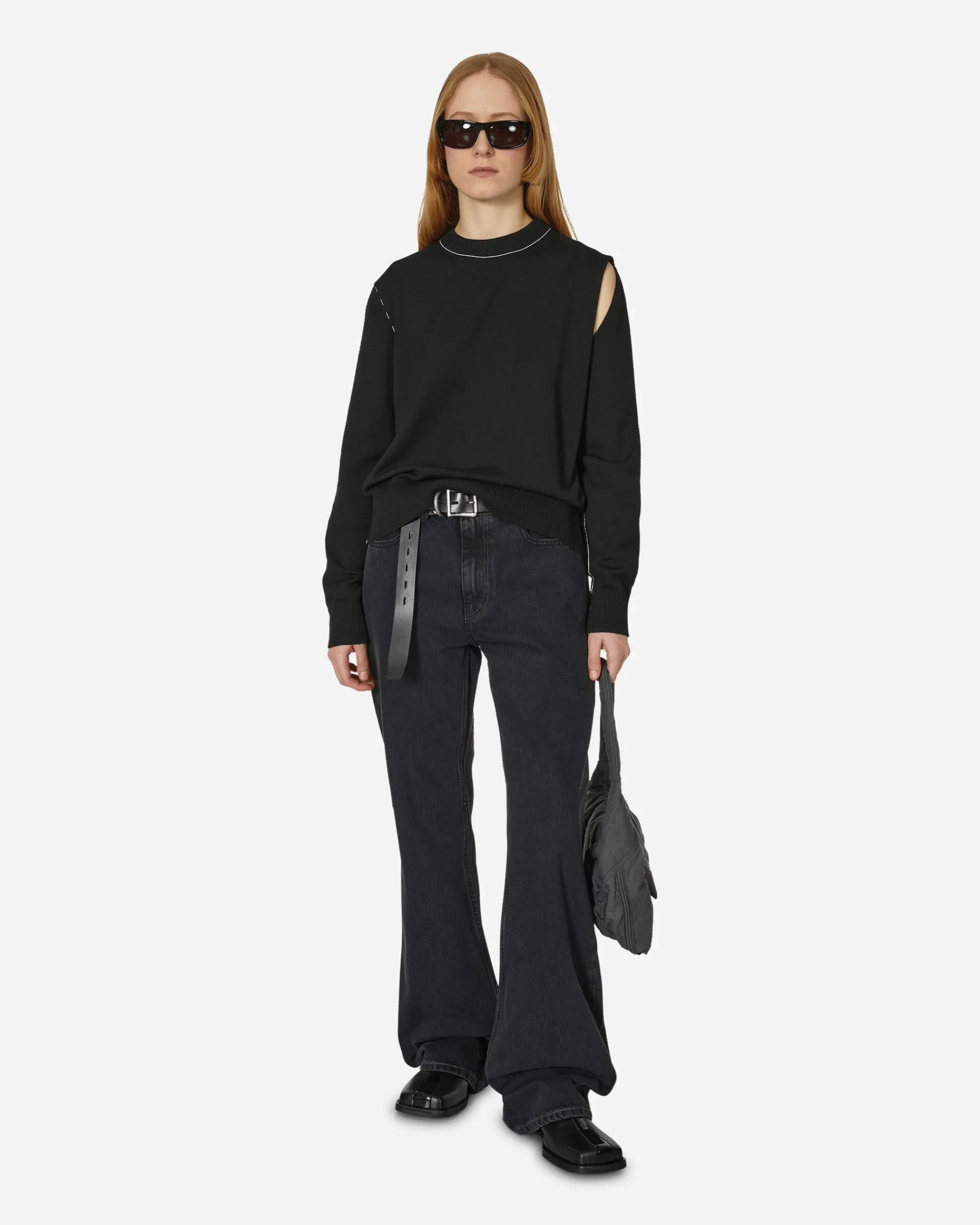 MM6 Maison Margiela Knitwears^Deconstructed Crewneck Sweater Black