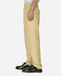 Bode Pants^Dennis Stripe Trousers Cream / White