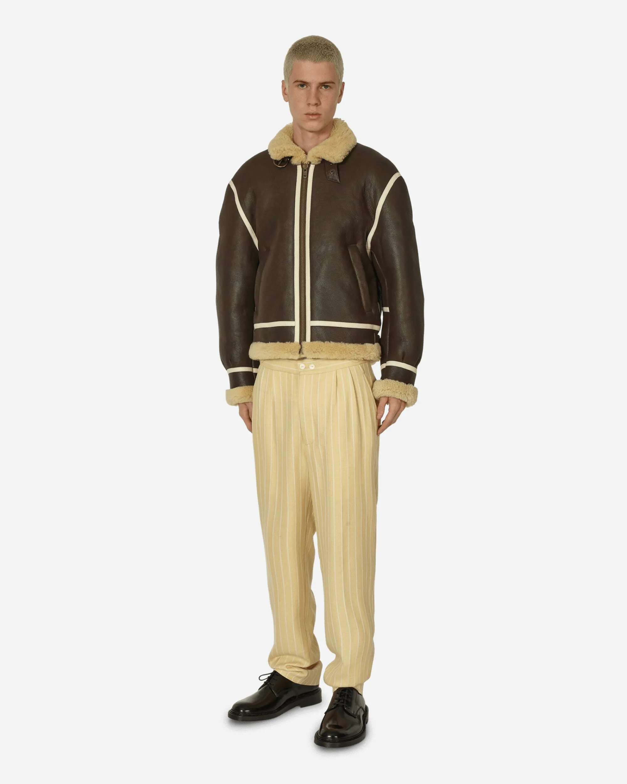 Bode Pants^Dennis Stripe Trousers Cream / White