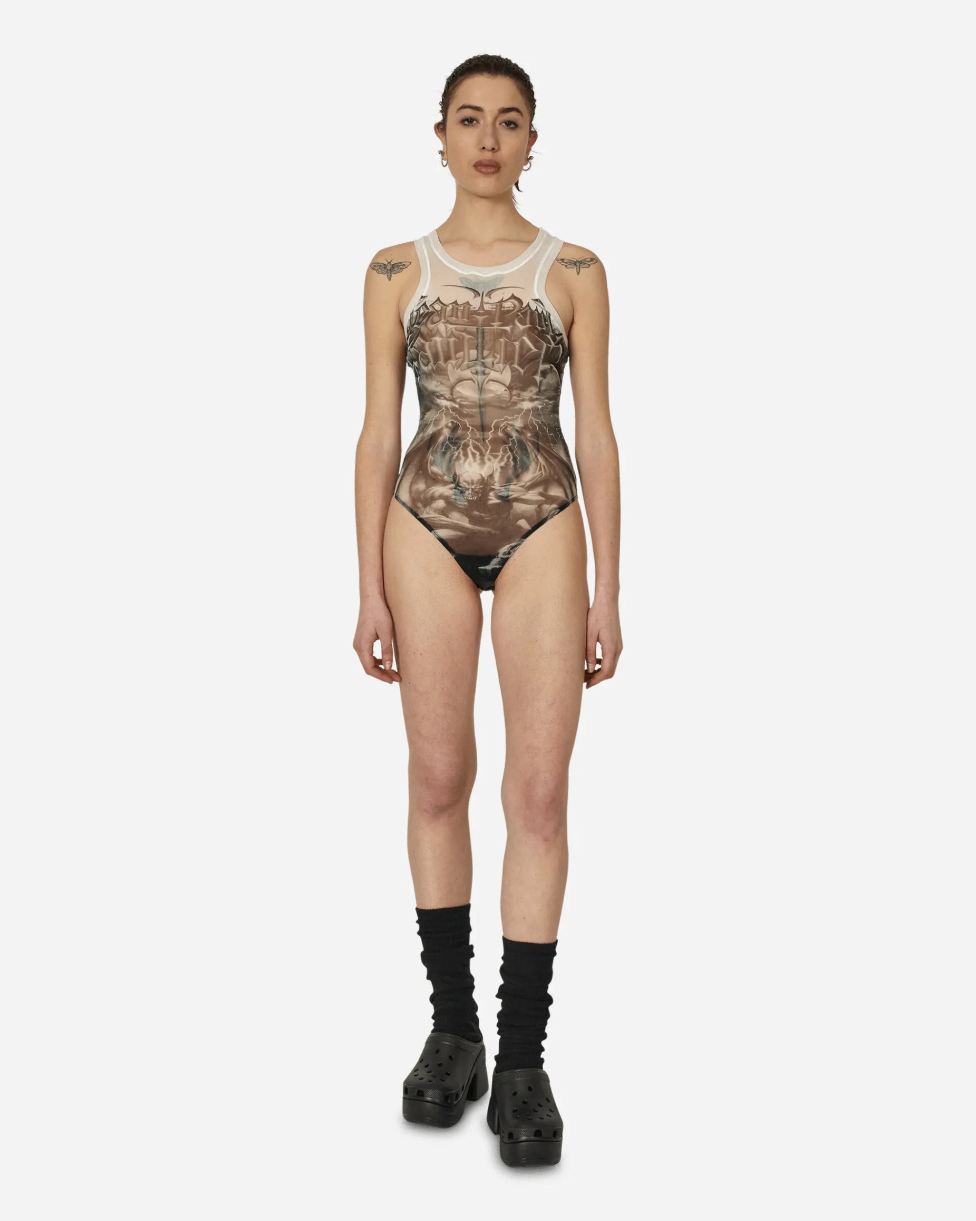 Jean Paul Gaultier Pants^Diablo Swimsuit White / Black