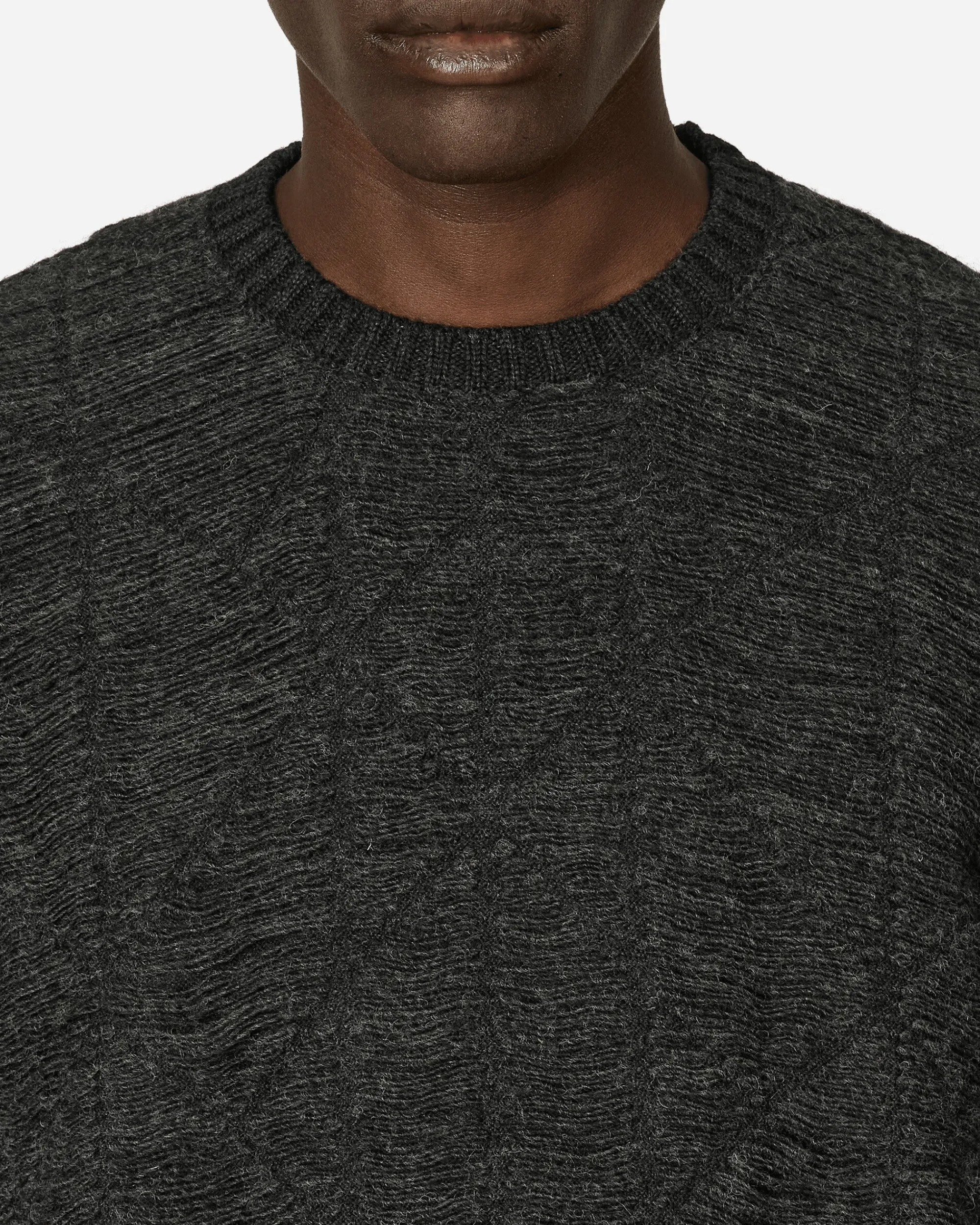 MM6 Maison Margiela Knitwear^Distressed Crewneck Sweater Dark Grey