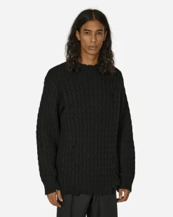 Undercover Knitwear^Distressed Crewneck Sweater Black
