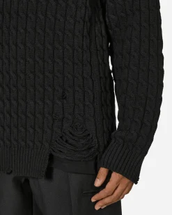 Undercover Knitwear^Distressed Crewneck Sweater Black