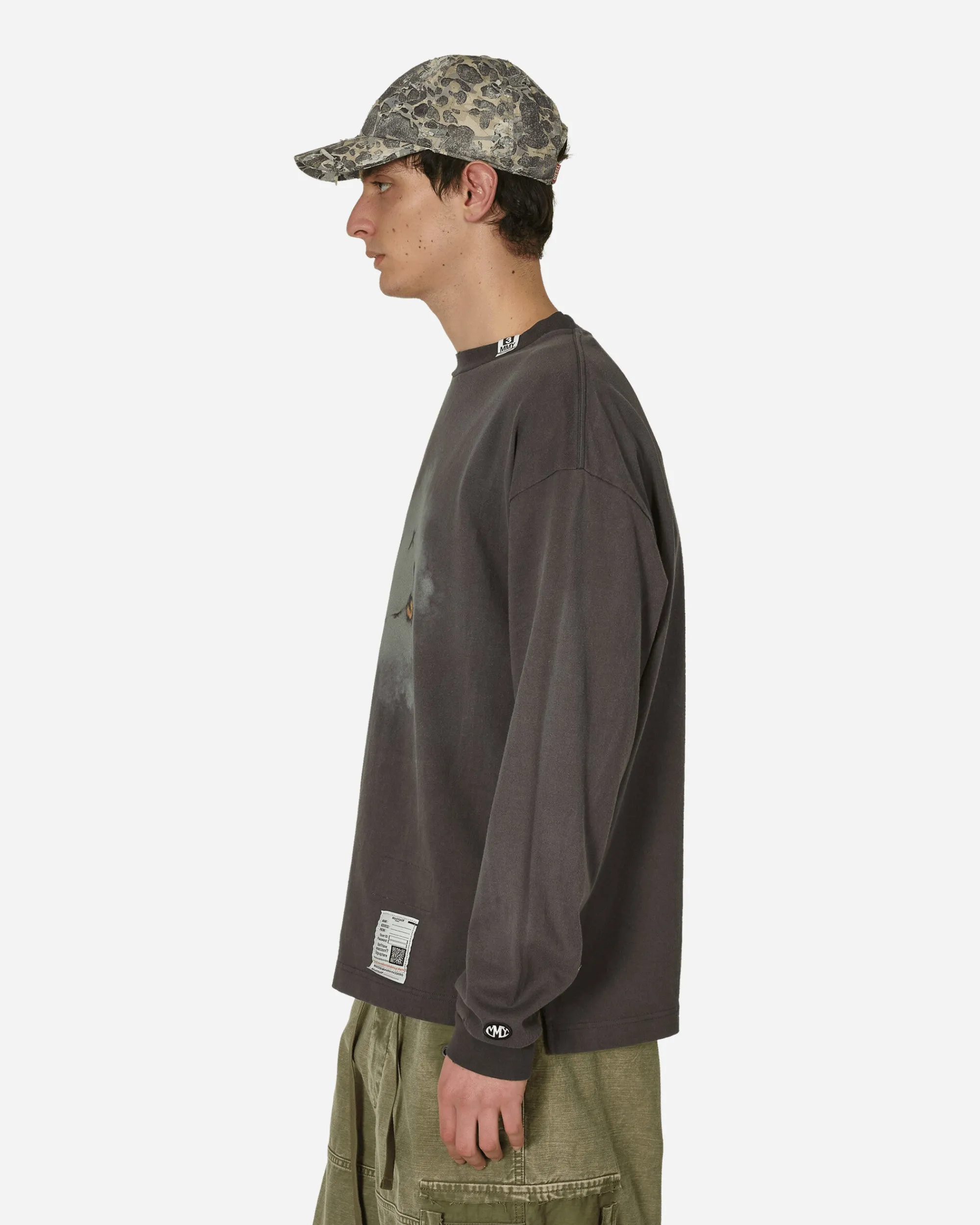 Maison MIHARA YASUHIRO T-Shirts^Distressed Smiley Face Printed Longsleeve T-Shirt Black