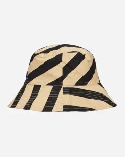 Bode Hats|Hats^Domino Stripe Bucket Hat Ecru / Black