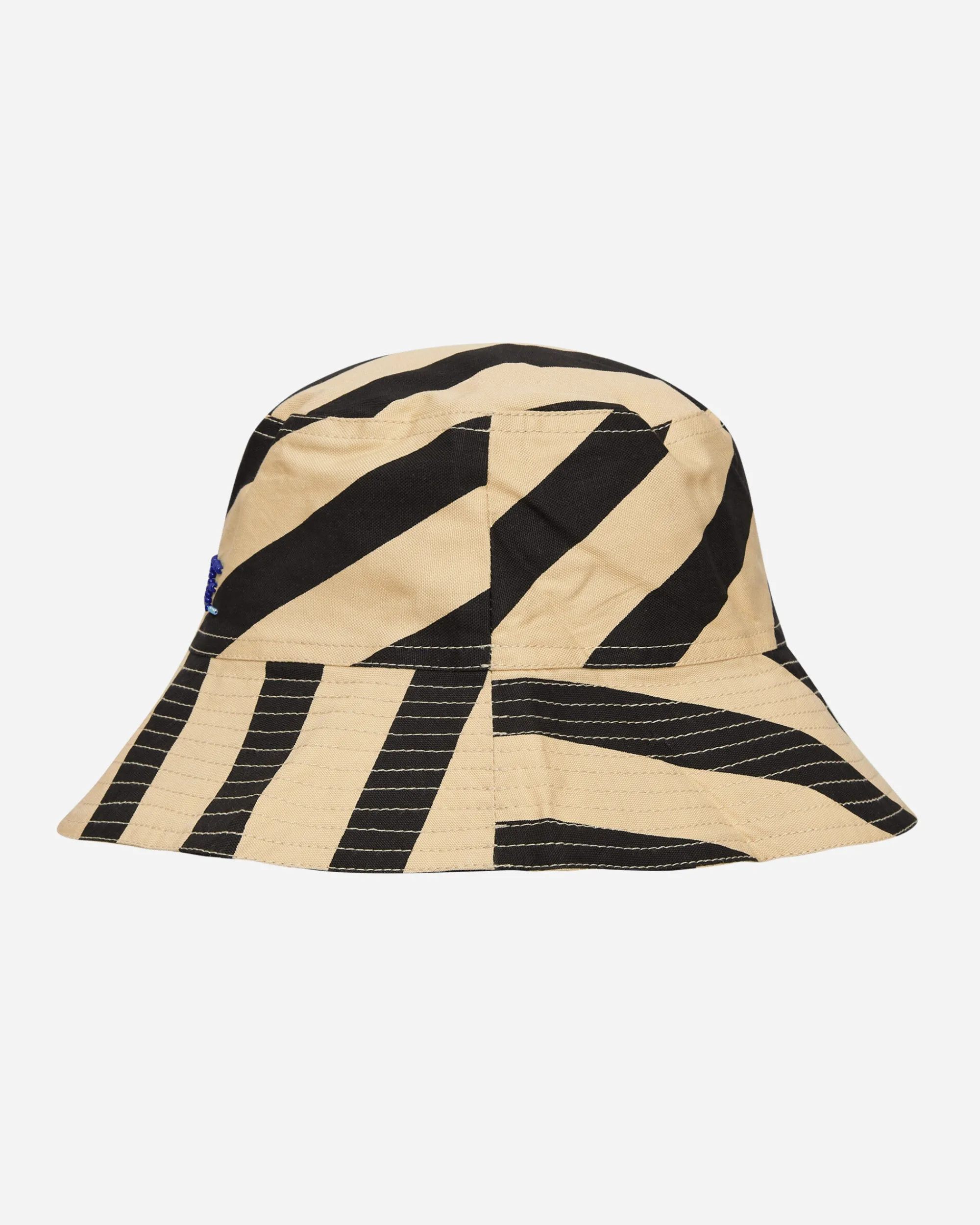 Bode Hats|Hats^Domino Stripe Bucket Hat Ecru / Black