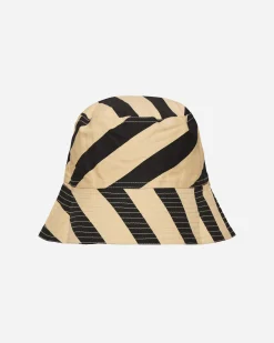 Bode Hats|Hats^Domino Stripe Bucket Hat Ecru / Black