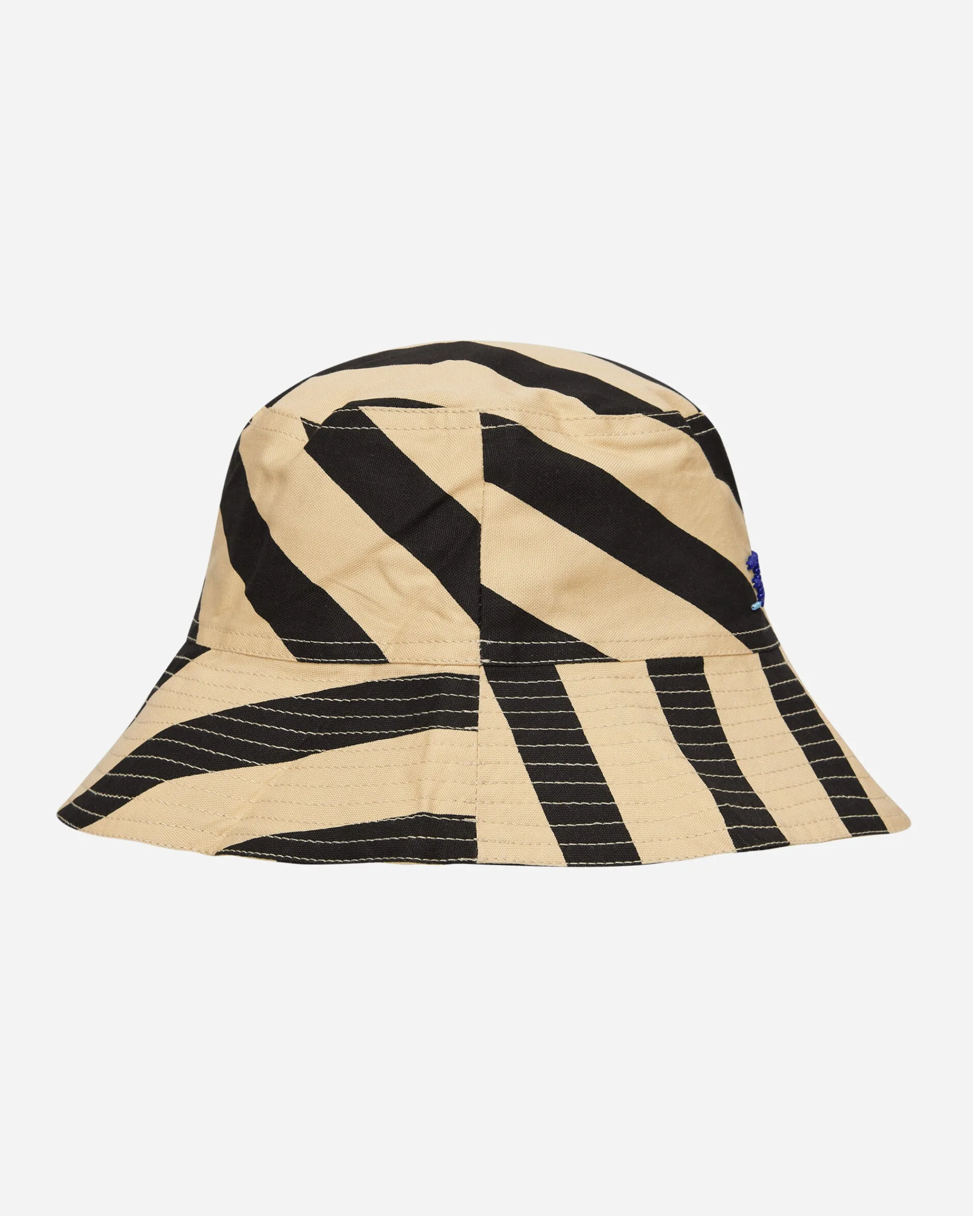 Bode Hats|Hats^Domino Stripe Bucket Hat Ecru / Black