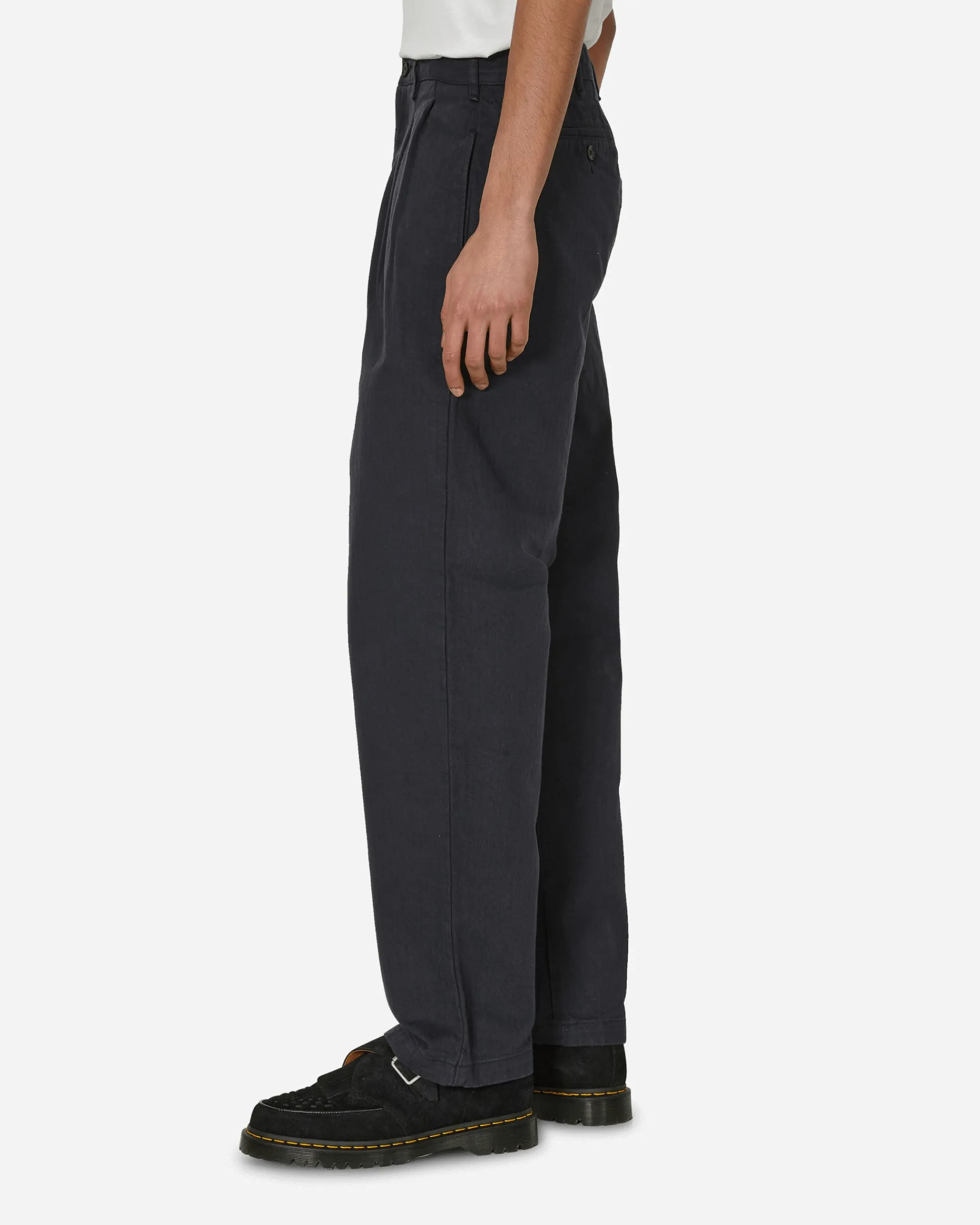 Noah Pants^Double-Pleat Herringbone Pant Navy