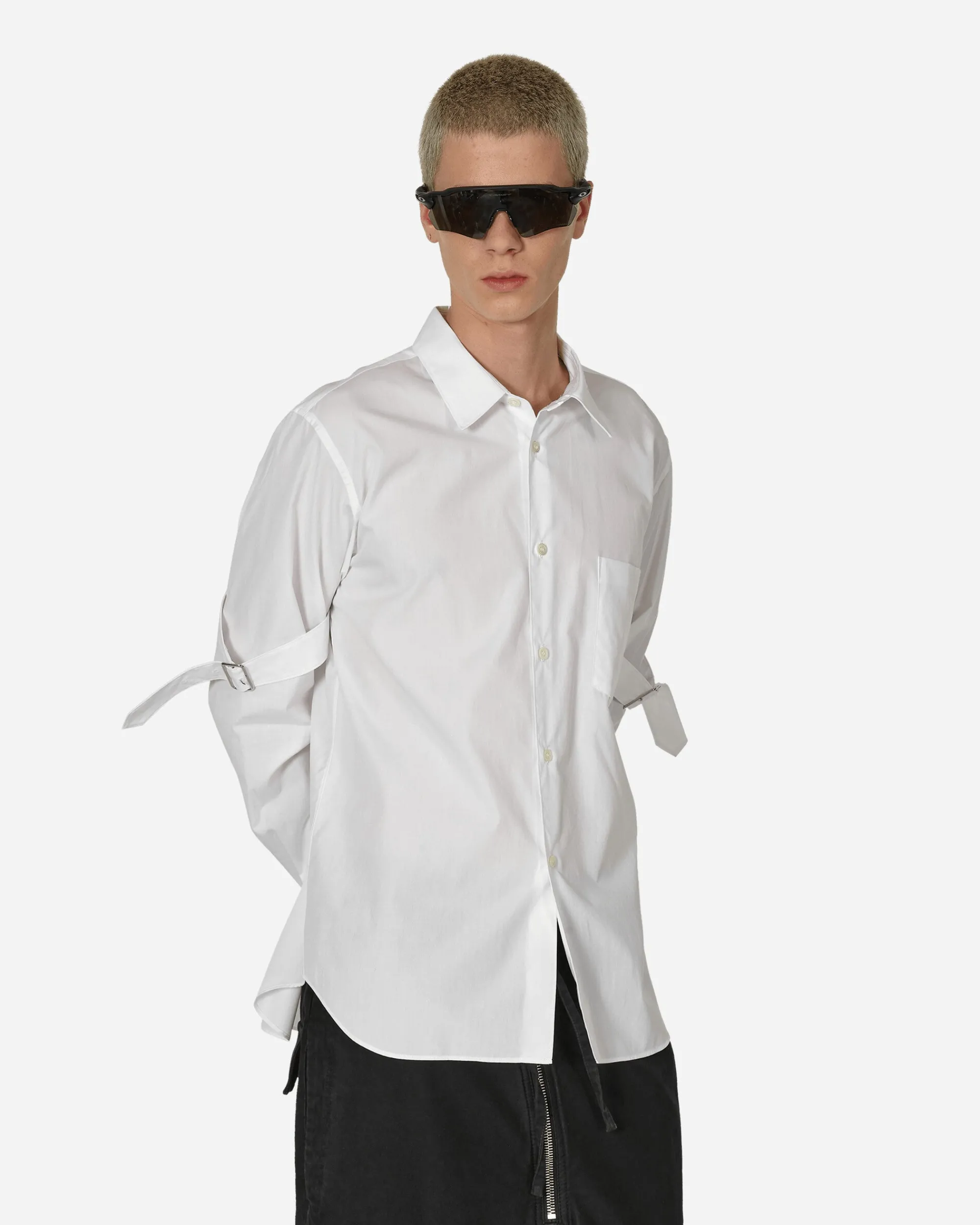 Comme Des Garçons Black Shirts^Elbow Buckle Detail Longsleeve Shirt White