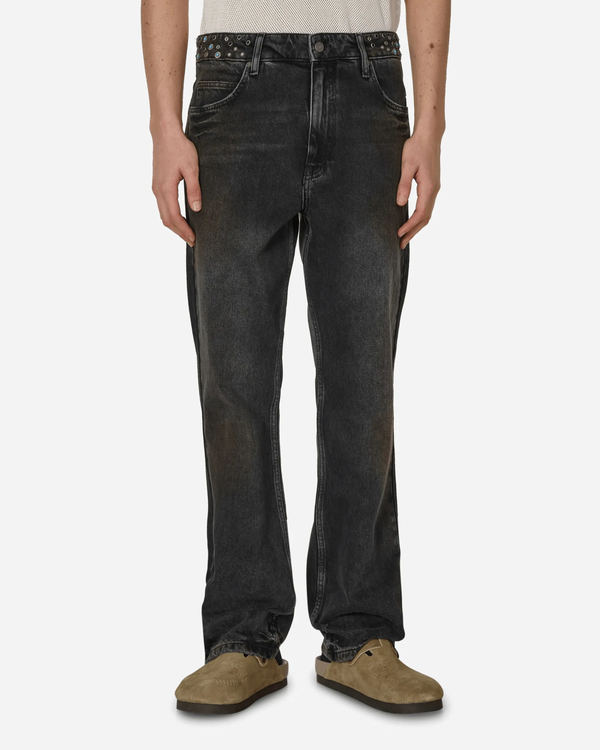 Guess USA Pants^Embellished Flare Pants Aged Black Wash