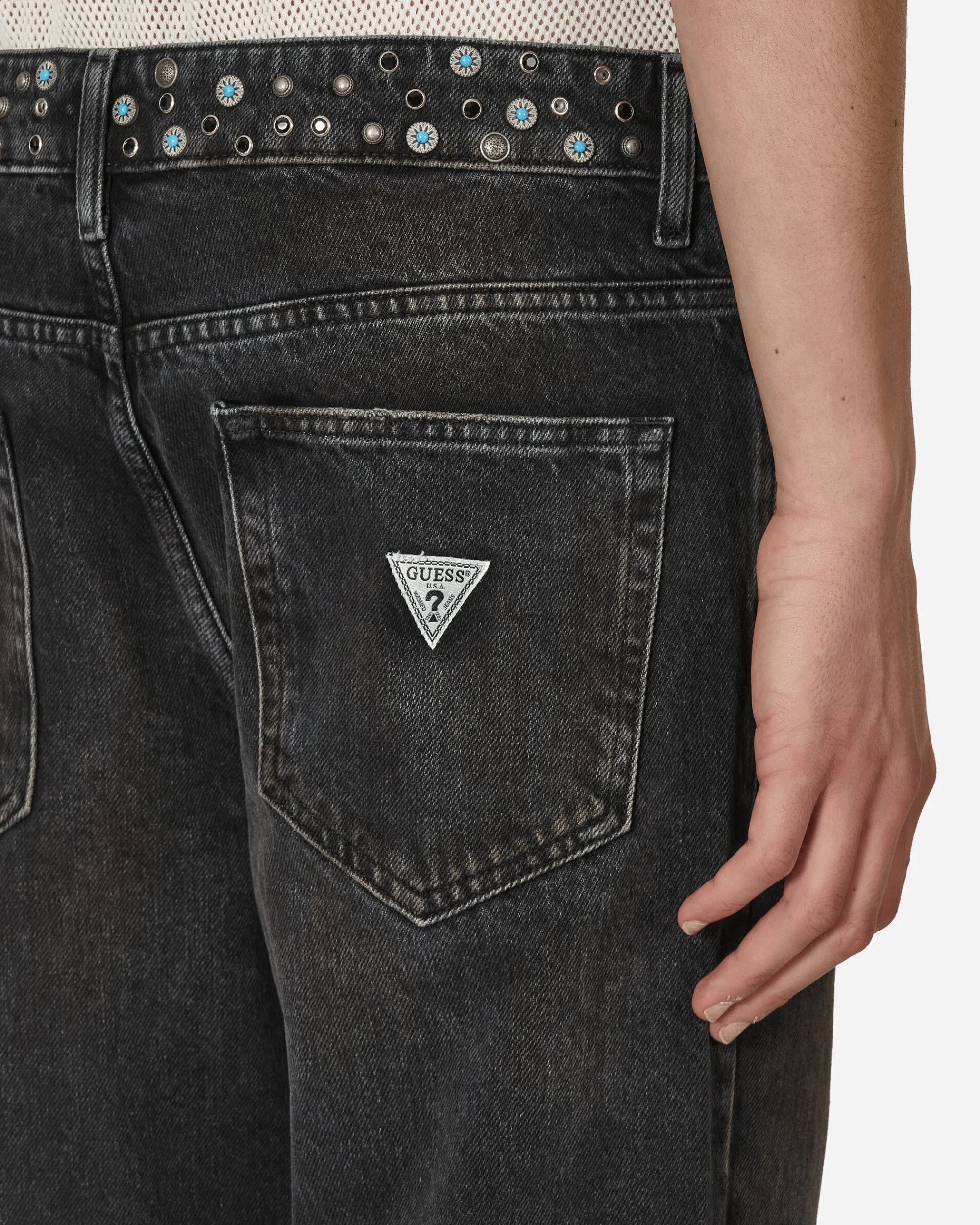 Guess USA Pants^Embellished Flare Pants Aged Black Wash