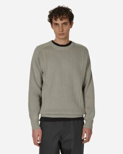 GR10K Knitwear^Embossed Crewneck Knit Sweater Pale Grey