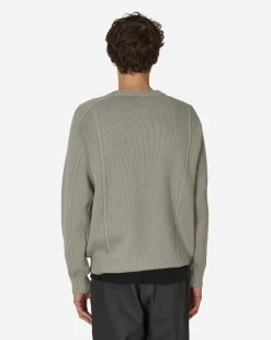 GR10K Knitwear^Embossed Crewneck Knit Sweater Pale Grey
