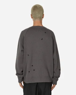 Undercover Knitwear^Embroidered Crewneck Sweater Grey