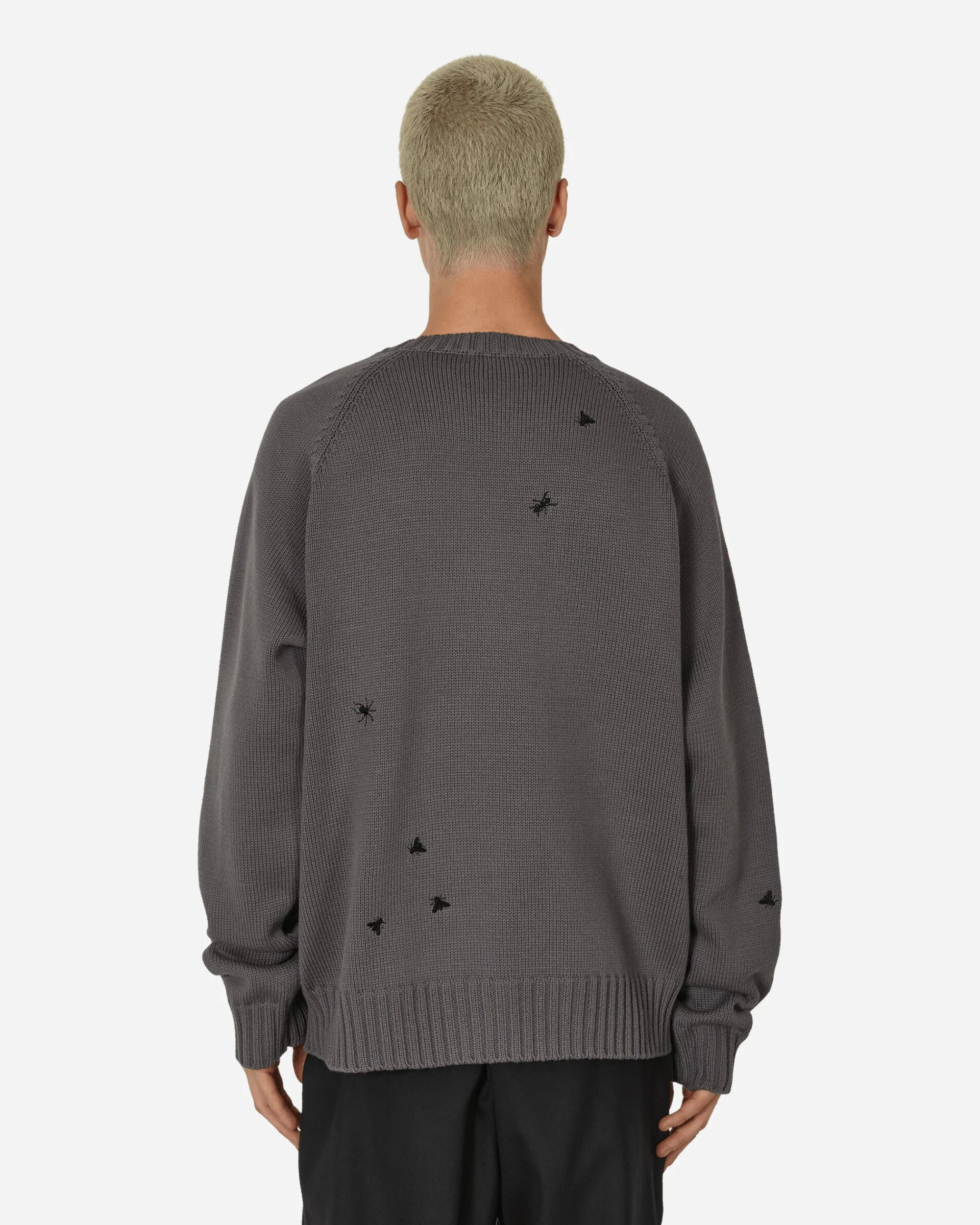 Undercover Knitwear^Embroidered Crewneck Sweater Grey