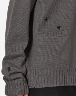 Undercover Knitwear^Embroidered Crewneck Sweater Grey
