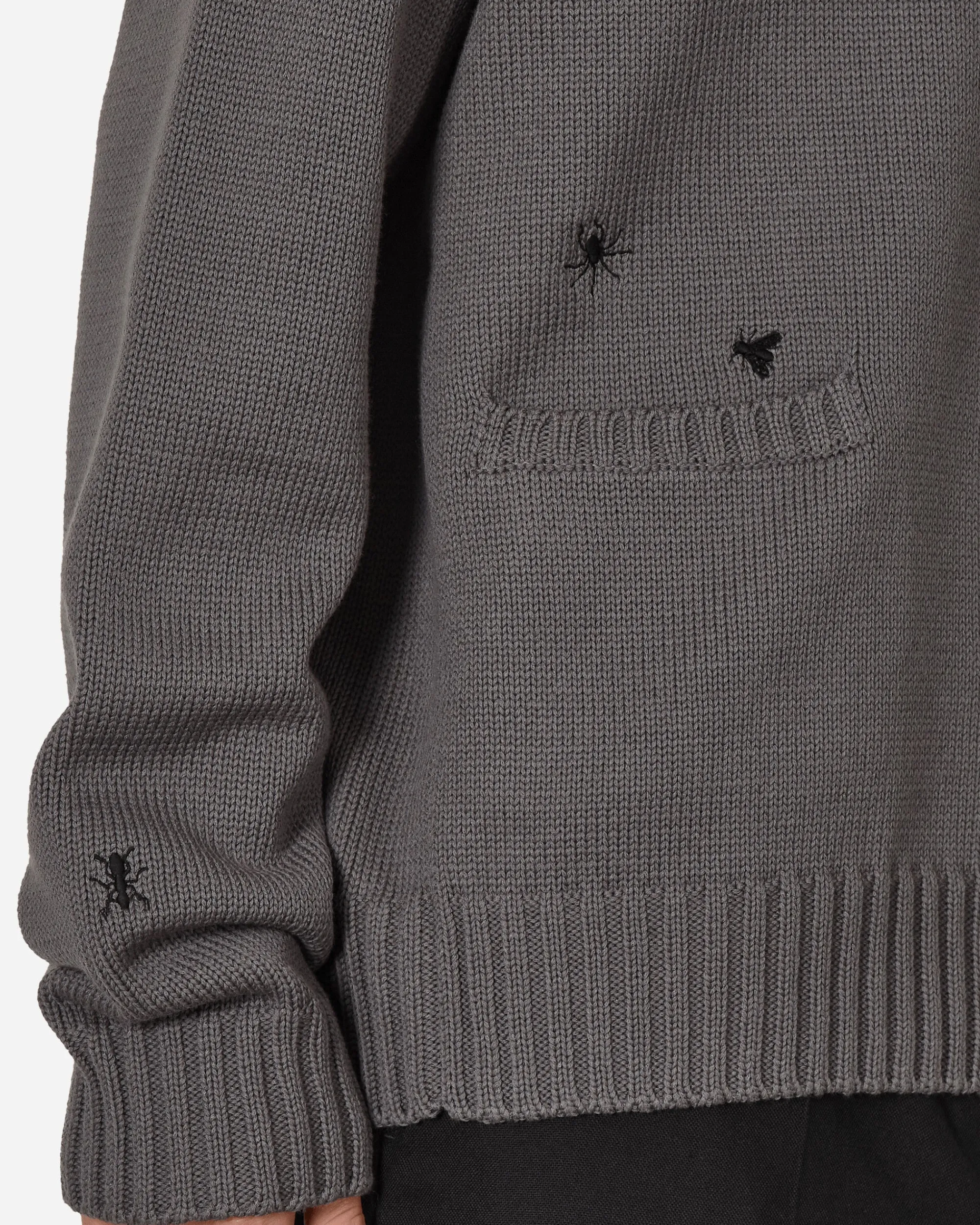 Undercover Knitwear^Embroidered Crewneck Sweater Grey