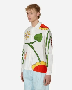 Sky High Farm Shirts^Embroidered Flower Shirt White