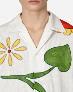 Sky High Farm Shirts^Embroidered Flower Shirt White