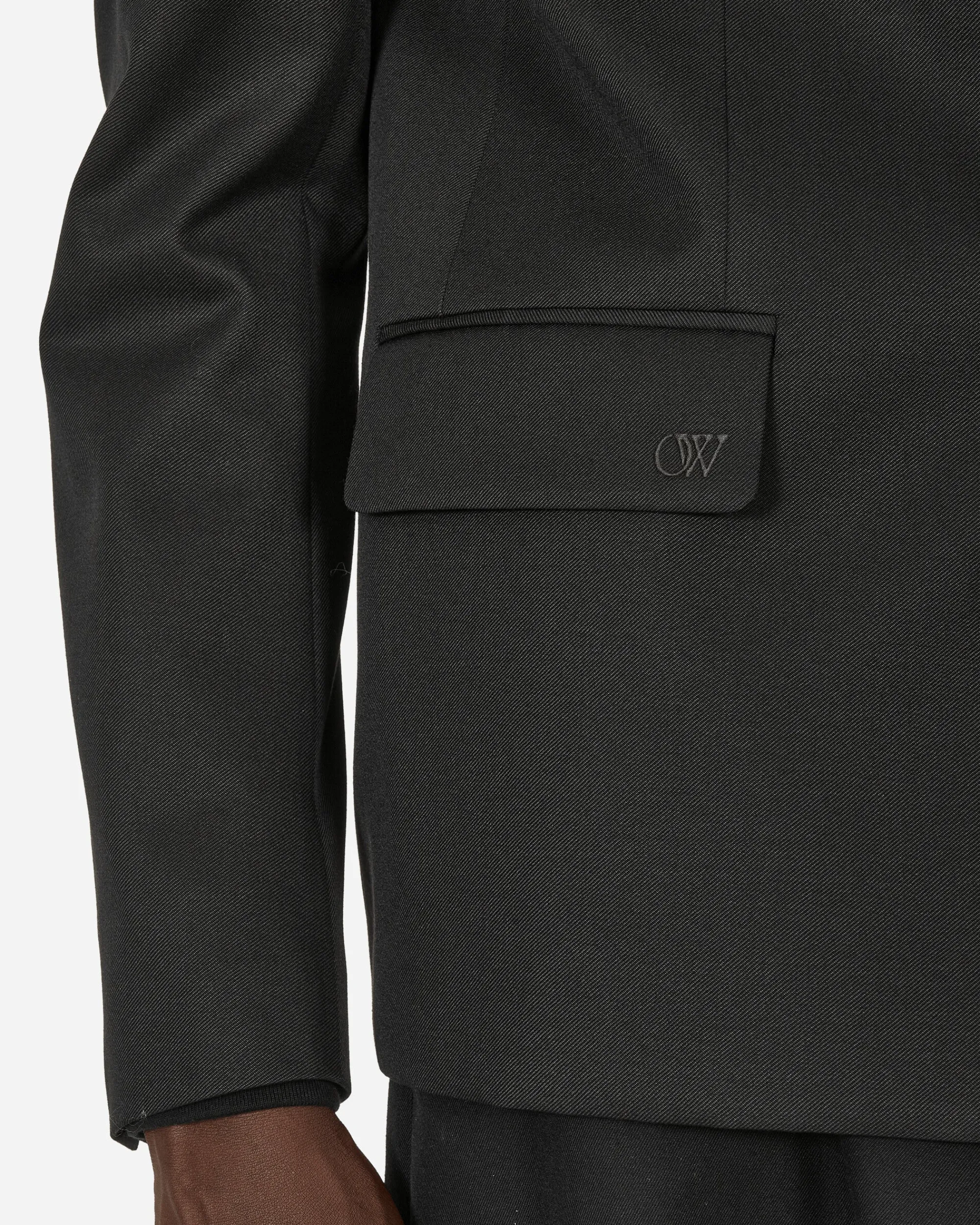 Off-White Coats And Jackets^Embroidered Wool Strap Blazer Black