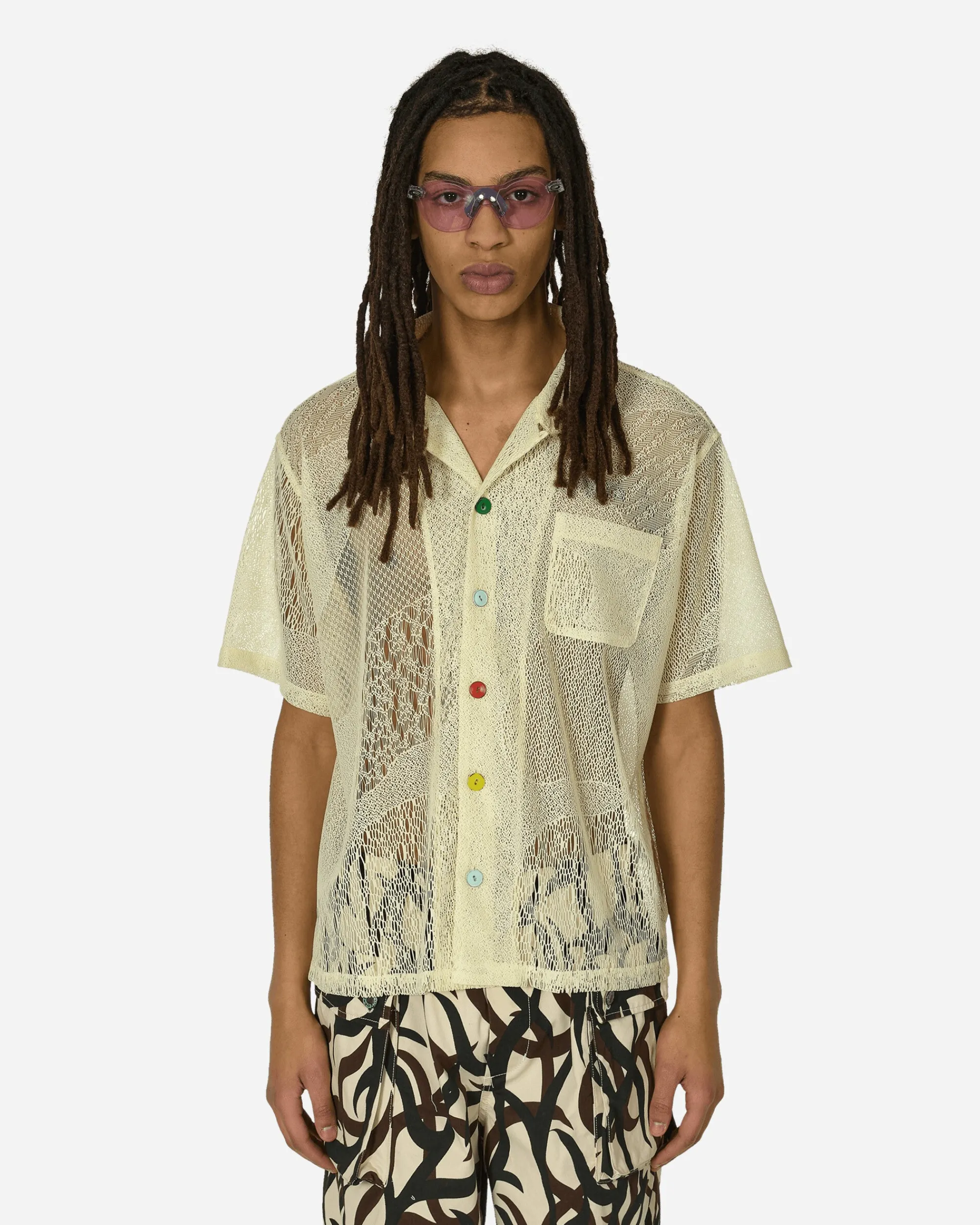 Brain Dead Shirts^Engineered Mesh Button Shirt Natural
