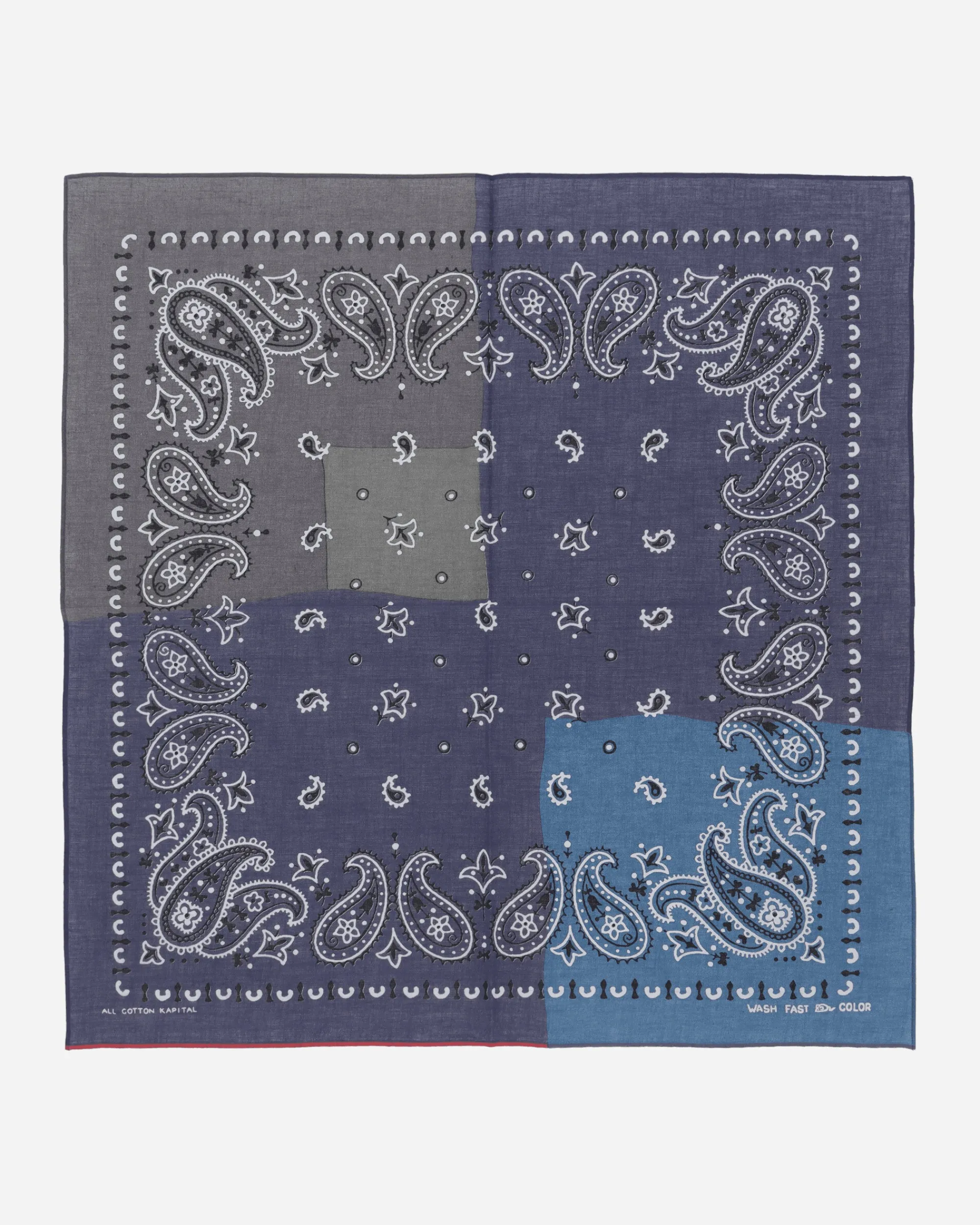 KAPITAL Gloves And Scarves|Gloves And Scarves^Fastcolor Selvedge Bandana (Paisley Patchwork) Purple