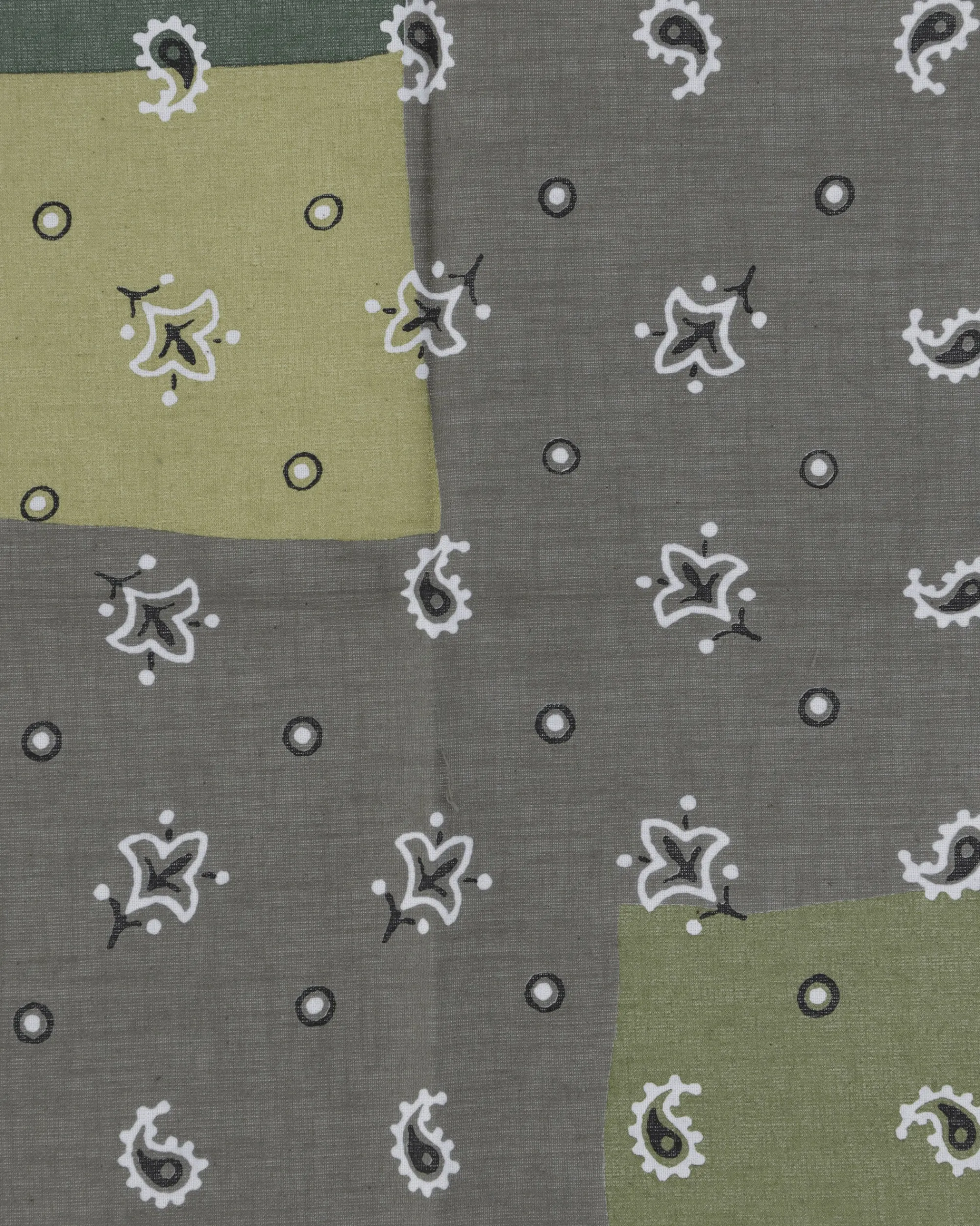 KAPITAL Gloves And Scarves|Gloves And Scarves^Fastcolor Selvedge Bandana (Paisley Patchwork) Khaki