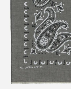 KAPITAL Gloves And Scarves|Gloves And Scarves^Fastcolor Selvedge Bandana (Paisley Patchwork) Khaki