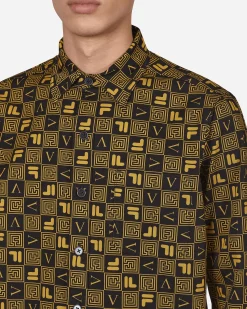 Aries Shirts^FILA Logo Print Longsleeve Shirt Black