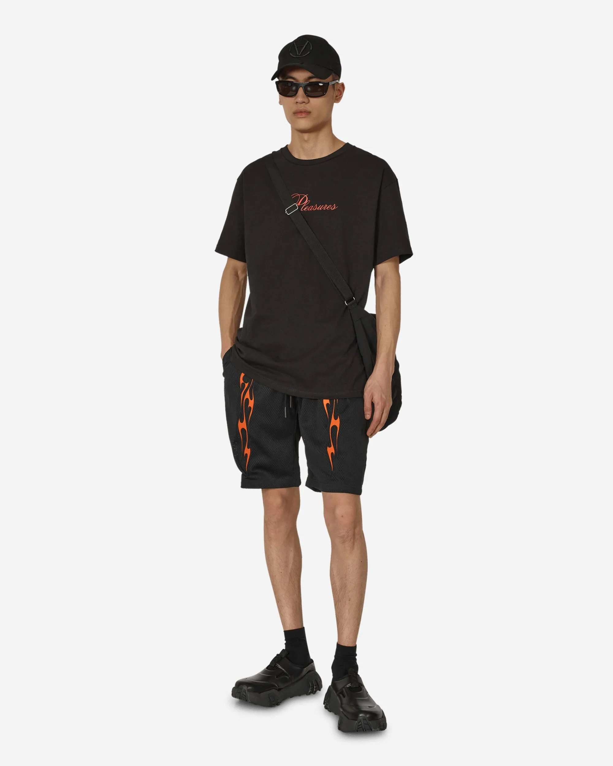Pleasures Shorts^Flame Mesh Shorts Black