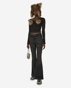 MARRKNULL T-Shirts^Floral Asymmetric Longsleeve Top Black