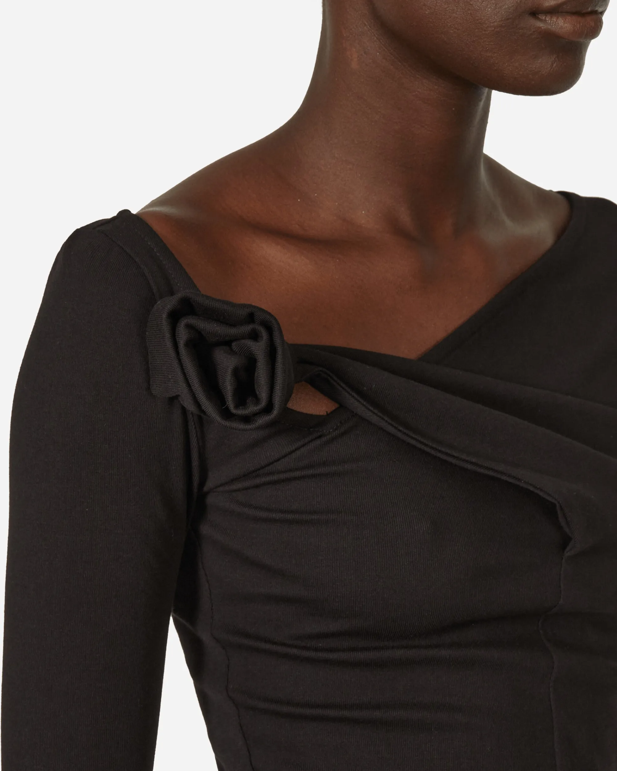 MARRKNULL T-Shirts^Floral Asymmetric Longsleeve Top Black