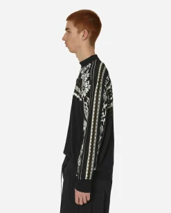 sacai Knitwear^Floral Jacquard Knit Sweater Black / Off White