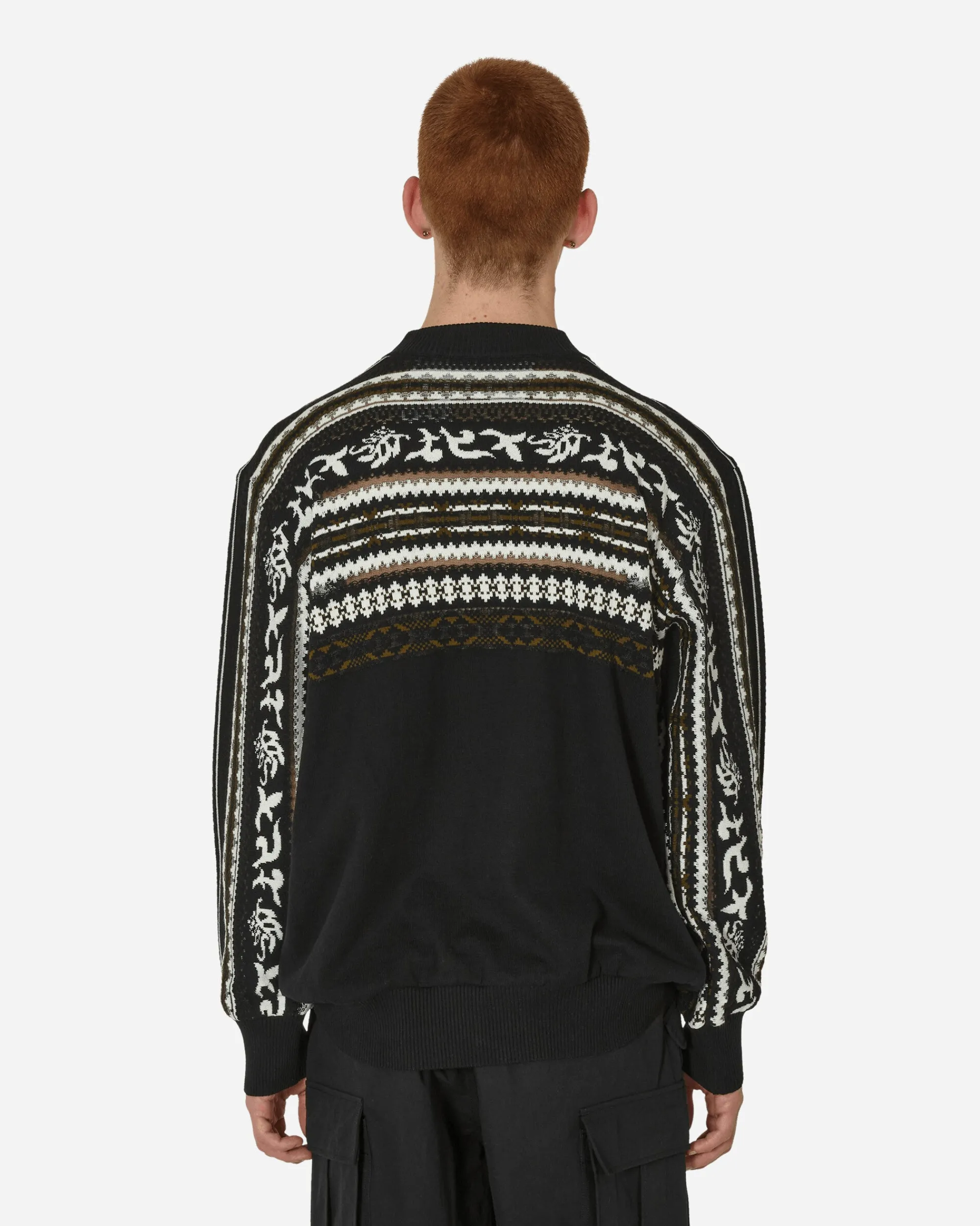 sacai Knitwear^Floral Jacquard Knit Sweater Black / Off White