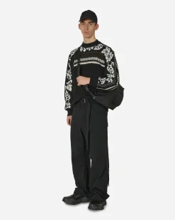 sacai Knitwear^Floral Jacquard Knit Sweater Black / Off White