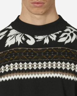 sacai Knitwear^Floral Jacquard Knit Sweater Black / Off White