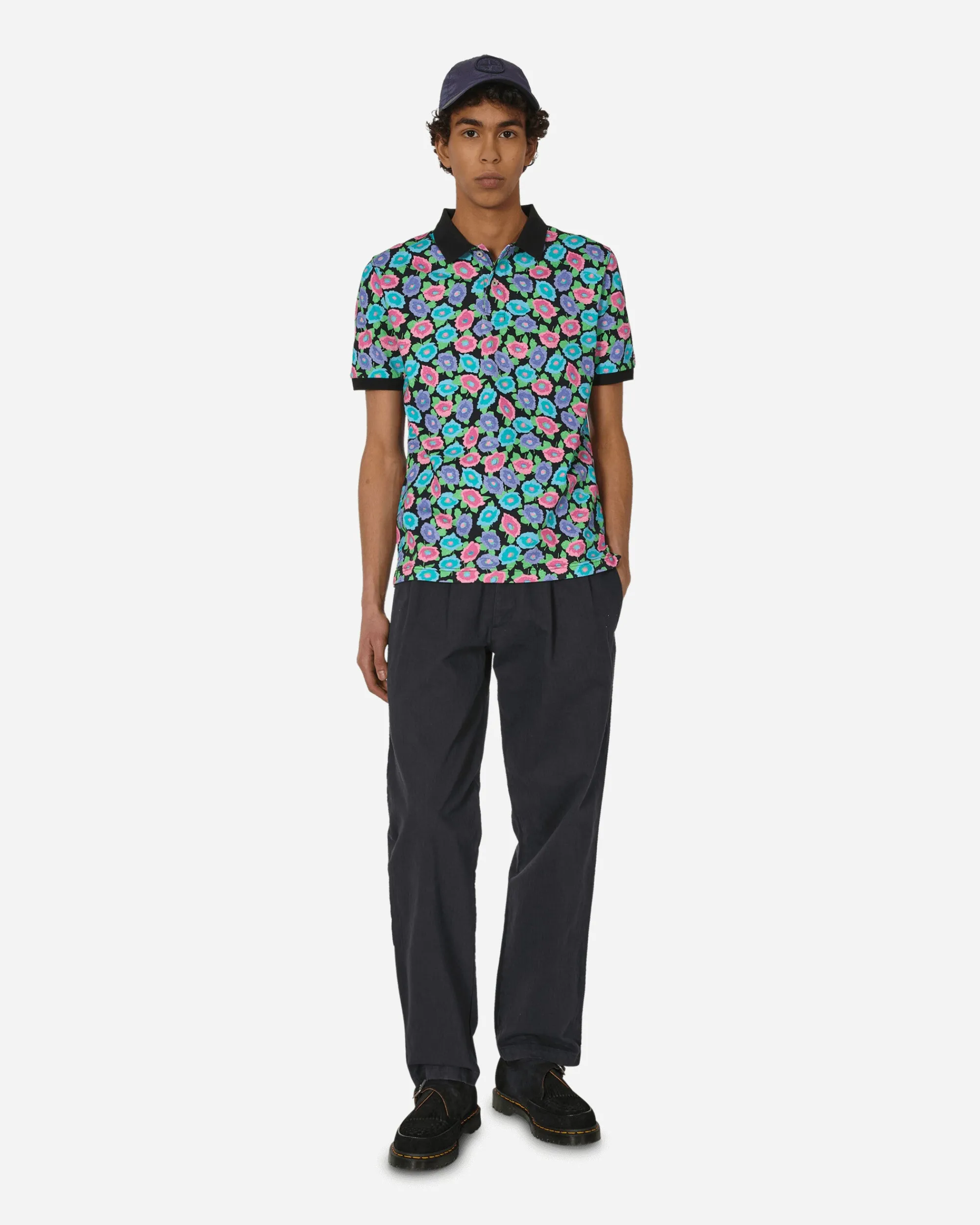 Noah T-Shirts^Floral Polo T-Shirt Black