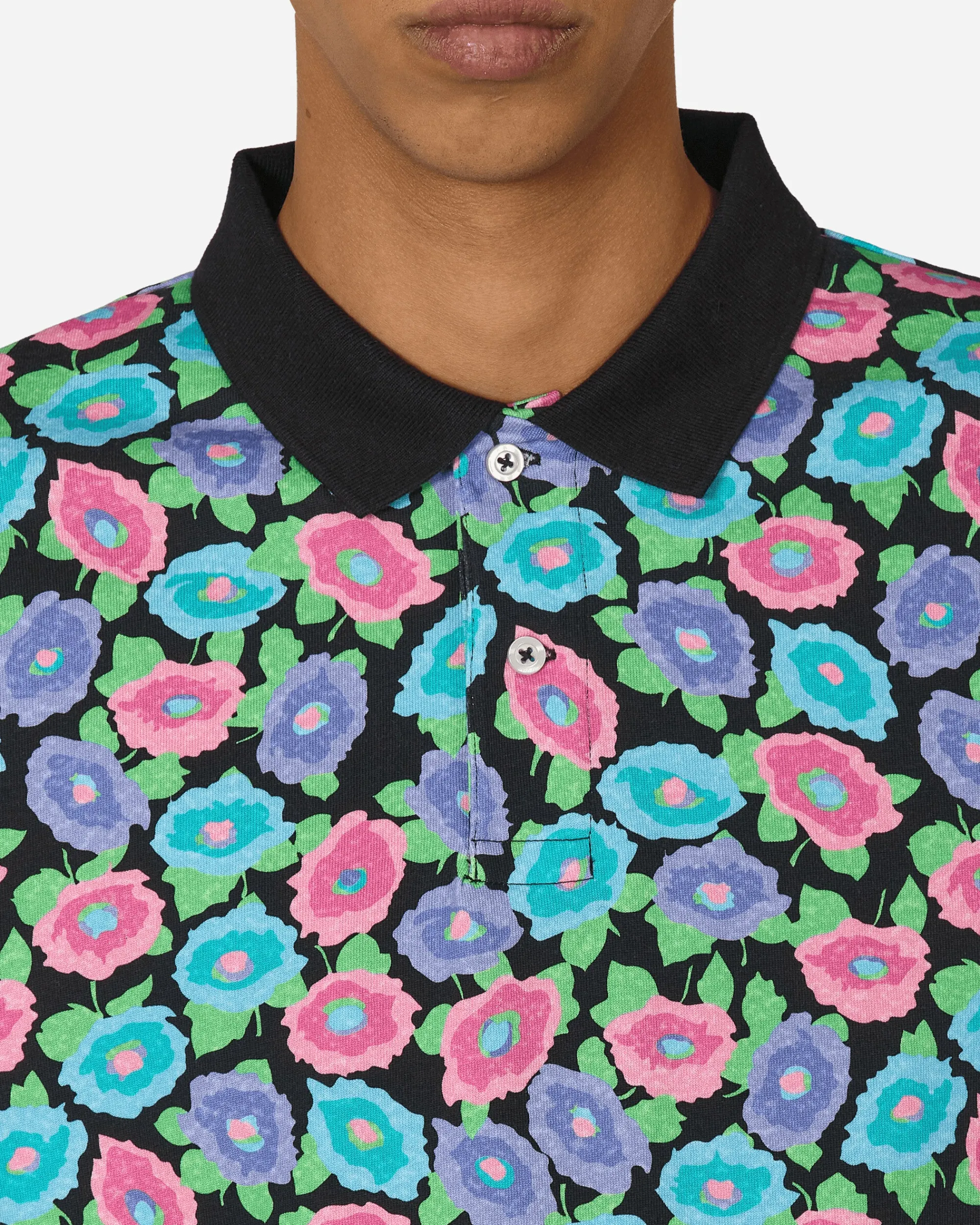 Noah T-Shirts^Floral Polo T-Shirt Black