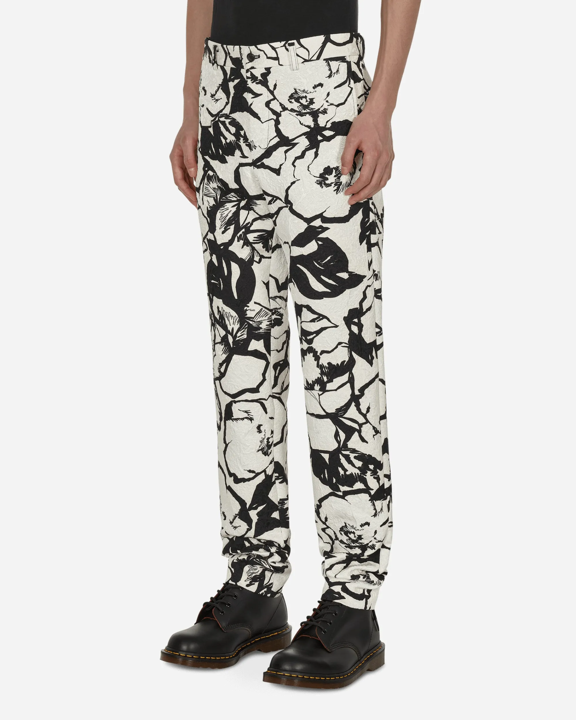 Comme Des Garçons Homme Plus Pants^Floral Trousers White