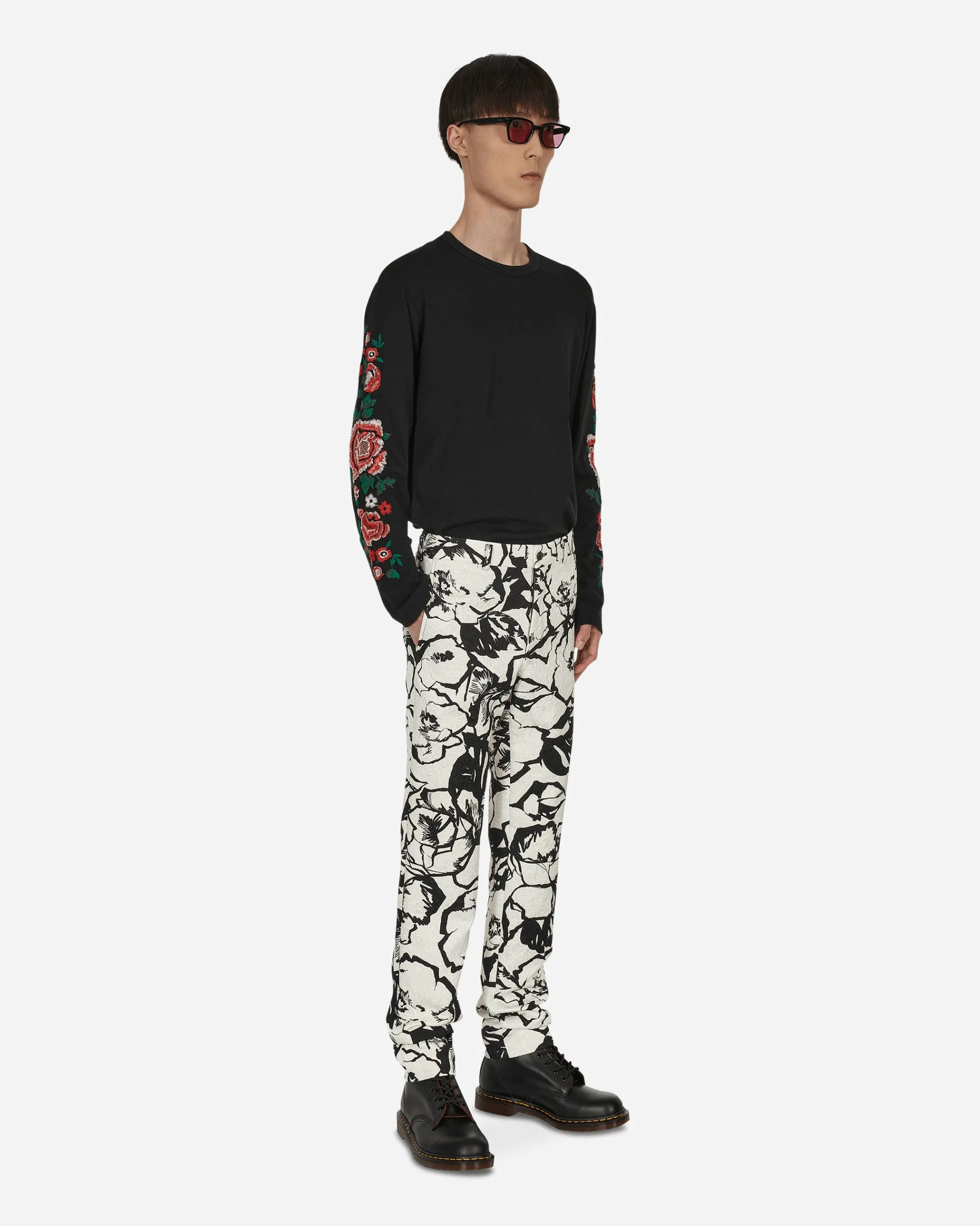Comme Des Garçons Homme Plus Pants^Floral Trousers White