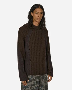 ROA Sweatshirts^Flower Stitch Hoodie Brown